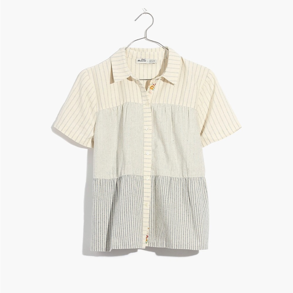 Madewell x The New Denim Project® Stripe-Mix Seamed Button-Down Shirt - XS